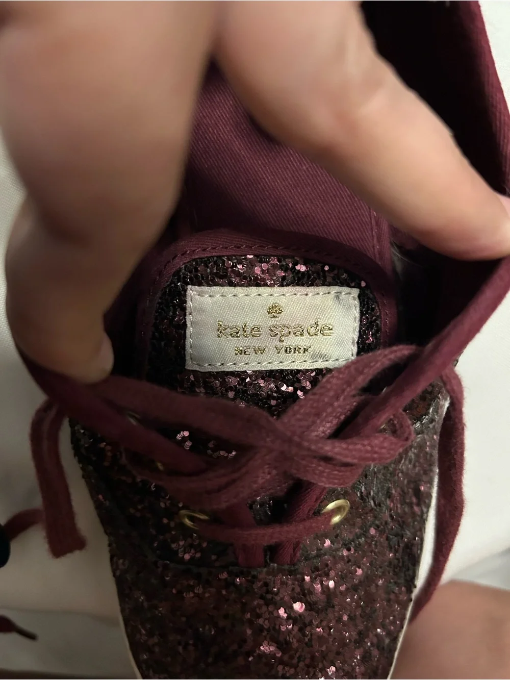 kate spade Maroon Glitter Lace-Up Sneakers